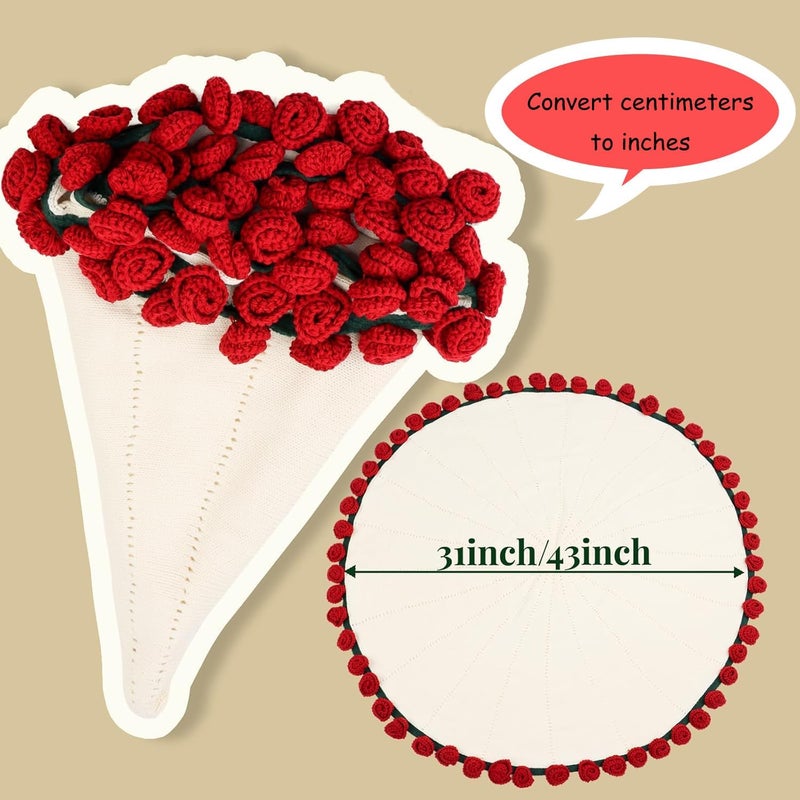 kerscton Crochet Flowers Red Rose Blanket Bouquet Knitted Throw Blanket for Couch Soft Blanket Gifts for Valentine's Day Teacher Mom Graduation Birthday Women Home Decor 43 Inches - Image 4